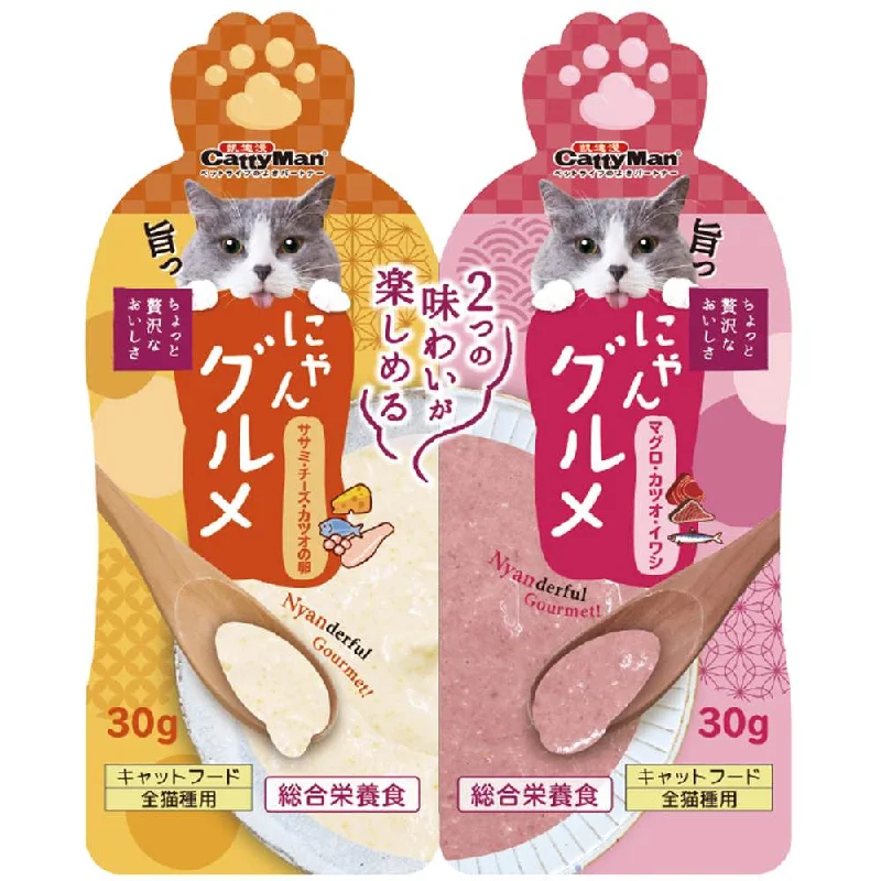 CattyMan Complete Twin Pouch (Tuna, Bonito & Sardine + Chicken, Cheese & Fish Roe) Cat Treats 60g