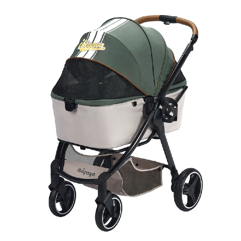 Ibiyaya Retro Luxe Pet Stroller for Cats & Dogs Up to 25Kg, Soft Sage